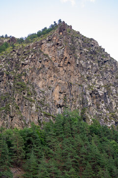 Beautiful rocky mountain in the village of Anatori, Khevsureti, Georgia