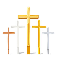 Metallic Christian Crosses on Black Background Faith Symbols and Religious Icons