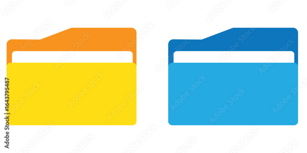 Poster file folder vector icons. file folder in flat style. file folders. two simple folder icons, one soli