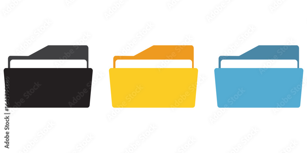 Poster file folder icon set. design for app, logo etc. document vector sign. folders icon collection on whi
