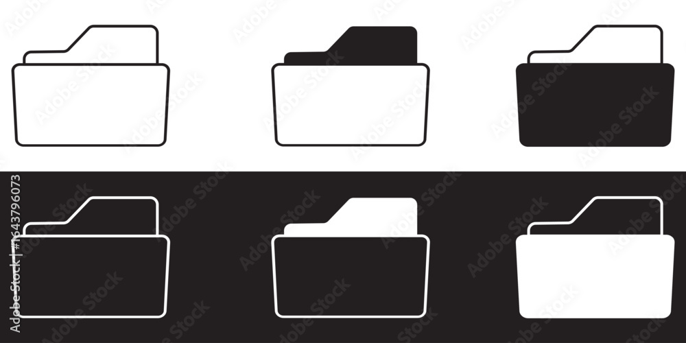 Poster file folder icon set. design for app, logo etc. document vector sign. folders icon collection on whi