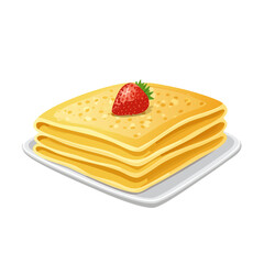 Delicious Pancake Stack with Strawberry Garnish Breakfast Sweet Treat