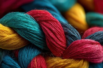 Colorful threads tangled in abstract loops and knots with soft lighting