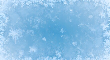 Blue Frosted Ice Crystal Pattern on Light Background for Winter and Holiday Themes