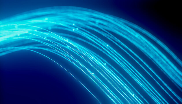 3D glowing blue light lines forming wave shapes