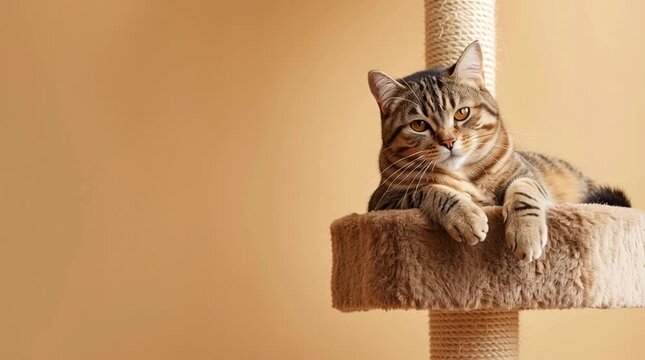 Relaxed Cat Resting on Cozy Bed &ndash; Perfect for Pet Shop and Cat Care Advertising