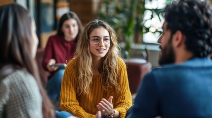 A group of people sitting in a circle, engaged in a discussion.