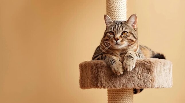 Relaxed Cat Resting on Cozy Bed &ndash; Perfect for Pet Shop and Cat Care Advertising