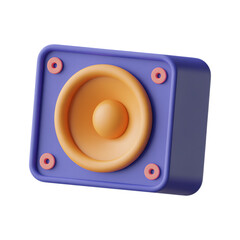 Cute 3D render of a purple and orange speaker. Perfect for music, audio, podcast, and technology projects.