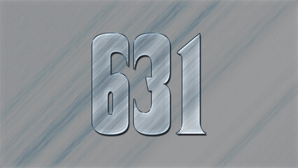 3D Glass effect number design of 631, glassy background.