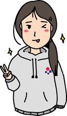 AUTUMN SCHOOL GIRL CUTE STICKER ILLUSTRATION VECTOR ART