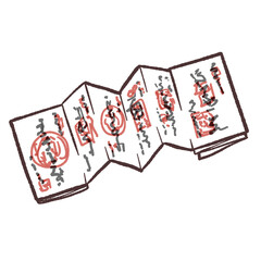 開いた御朱印帳のイラスト