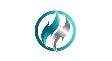 Obraz premium Modern Teal and Silver Lightning Bolt Logo in a Circle Abstract Symbol for Energy Technology and Innovation