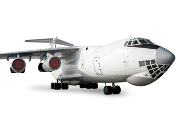White wide body freight aircraft isolated