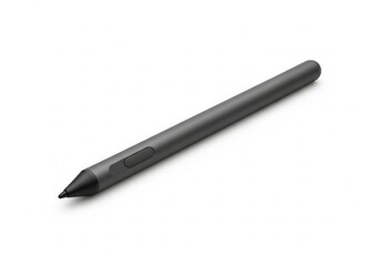 A sleek gray digital stylus with a black tip and side button, perfect for drawing, writing, and navigation on touchscreens. Isolated white background. Technology, Digital Art, Computing, Tool.