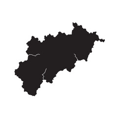 Abstract black and white map of a geographical region in vector illustration