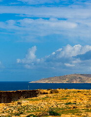 Mediterranean sea view from the cliffs on Malta Island.