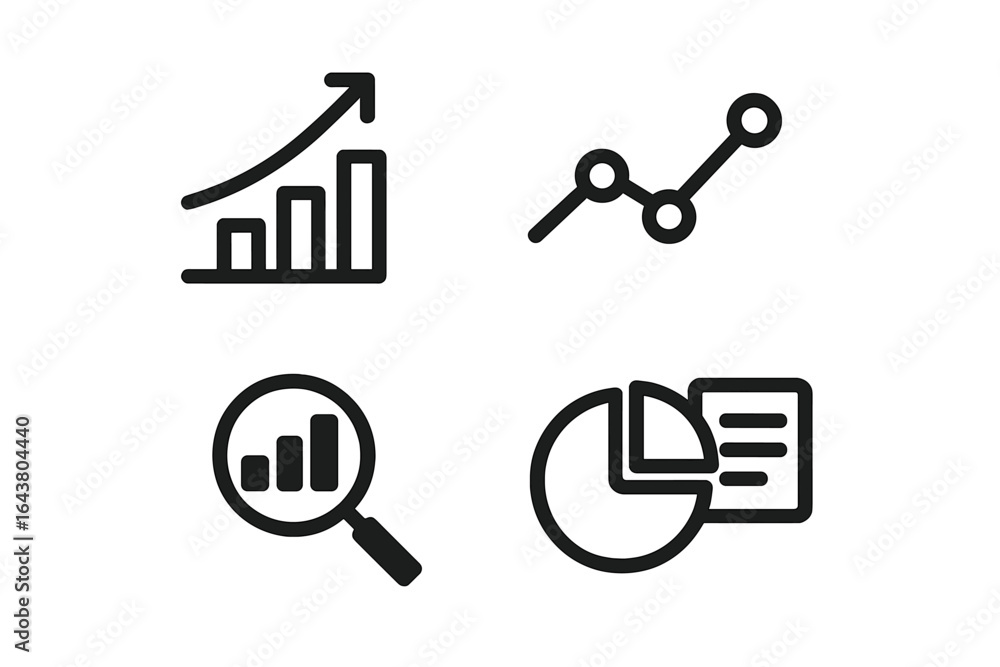 Poster graphs and charts illustrating business growth and data analysis concepts