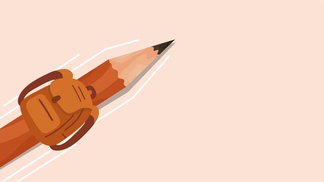 School bag soaring forward with pencil like rocket boost