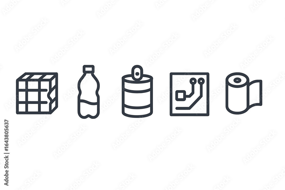 Poster colorful geometric objects and everyday items arranged in a simple layout for design inspiration