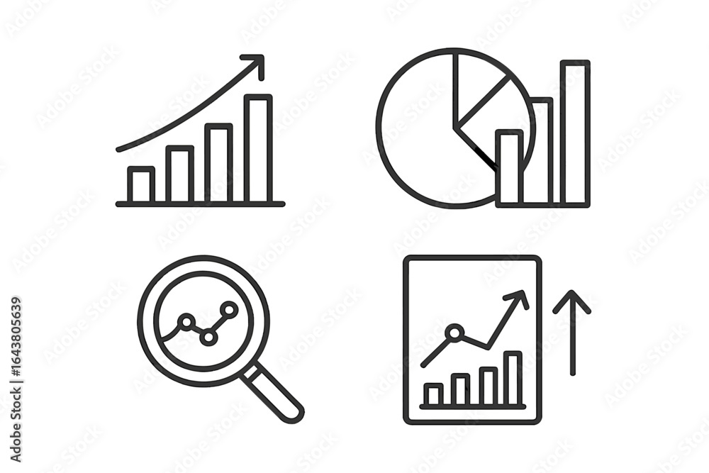 Poster graphs and charts illustrating data growth and analysis in a professional setting for business prese