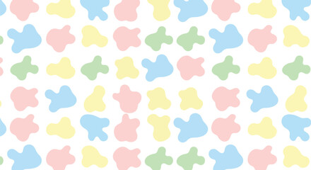 Seamless pastel abstract blob pattern background with colorful shapes for kids fabric, wallpaper, and creative design