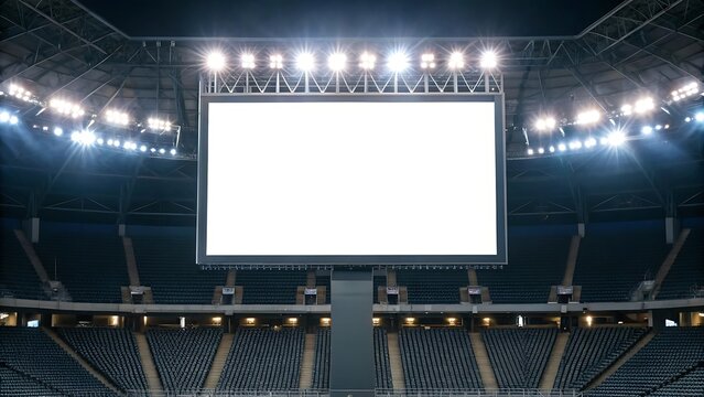 Stadium scoreboard illuminated bright lights blank screen