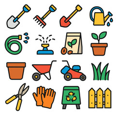 Colorful tools showcase gardening activities outdoor