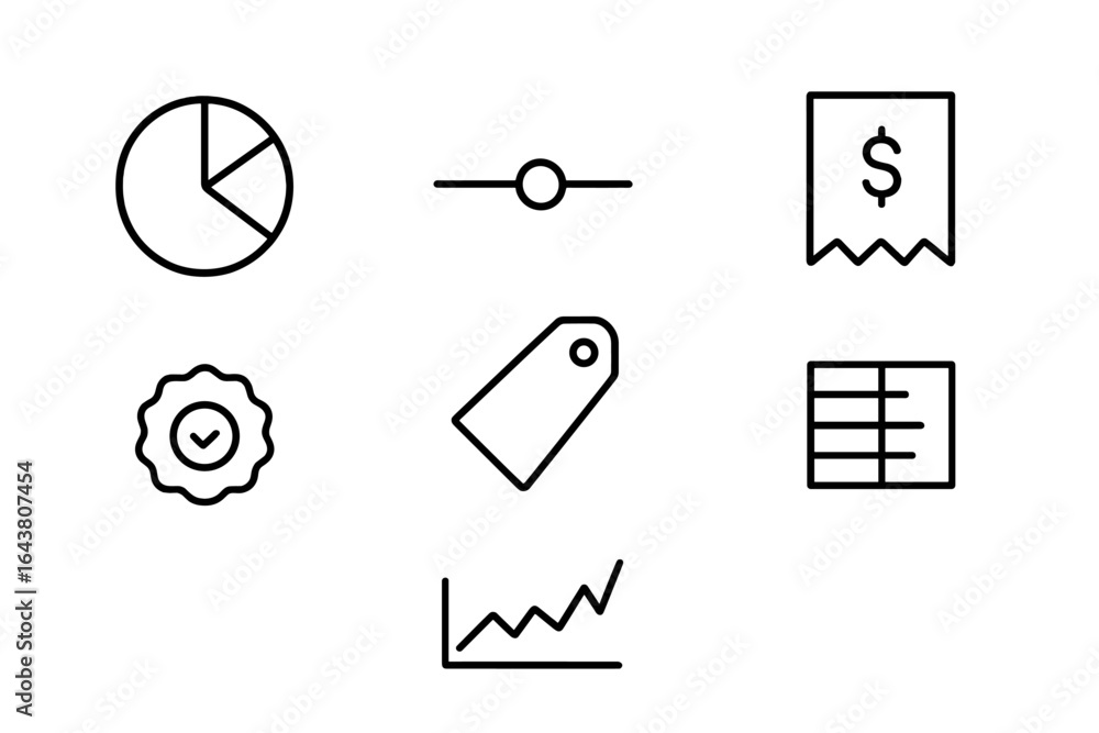 Poster graphical representation of business analytics symbols used for financial and performance assessment