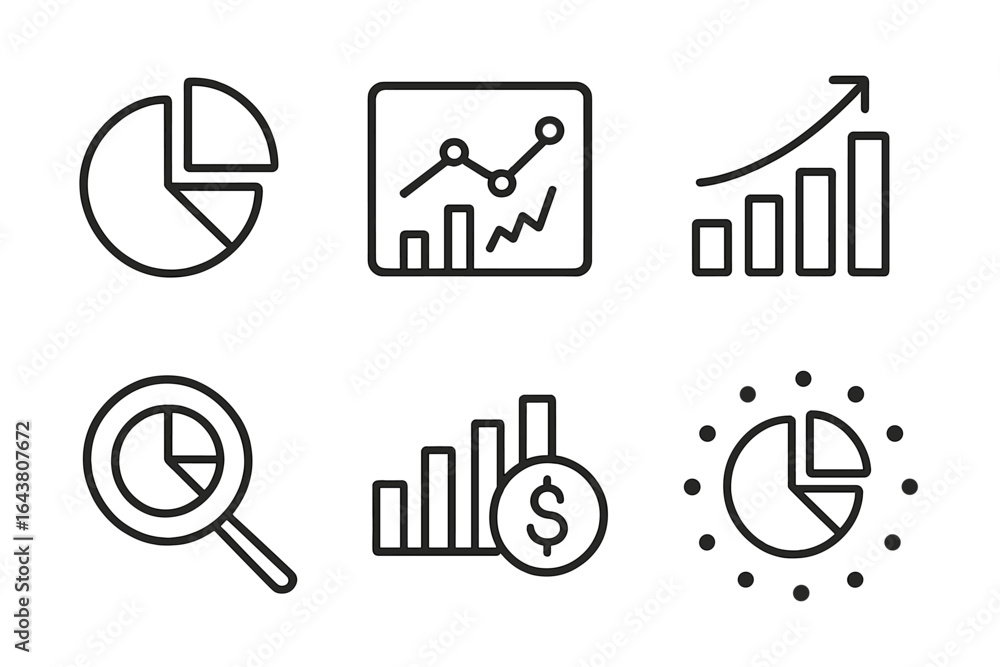 Poster various graphs and charts illustrate data trends and financial insights in a clean and modern design