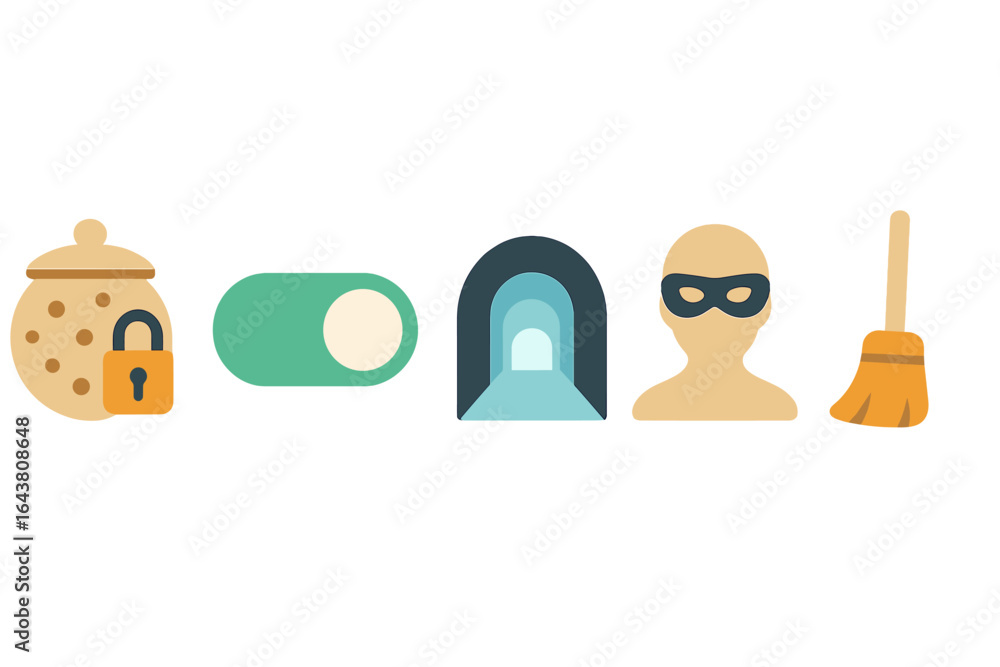 Poster cookie alert features and security icons designed for online safety and privacy awareness in digital