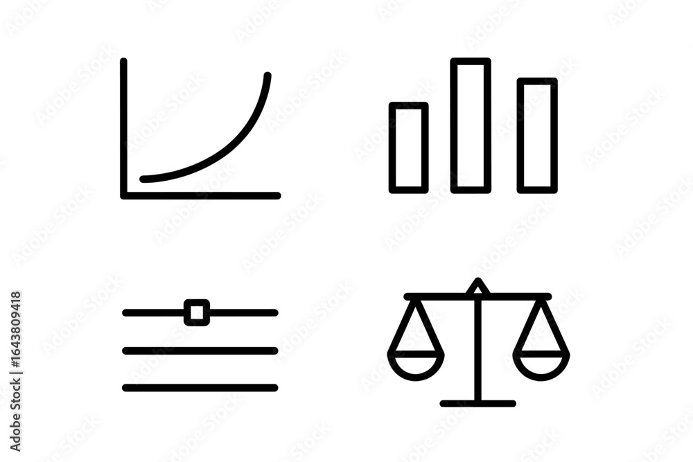 Poster graphs and charts showcase data trends and comparisons in a minimalist design for business analysis