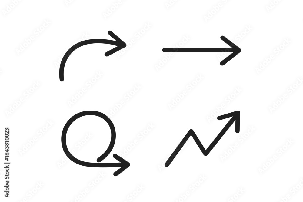 Poster different types of arrows demonstrating direction and movement concepts in a simple design