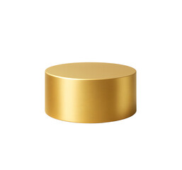 Realistic 3D Render of Cylindrical Golden Podium with Brushed Metallic Finish, Soft Highlights and Shadows, Minimalist Elegant Display Stand on Transparent Background