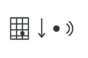 Symbolic representation of music notation for guitar chords across different learning stages