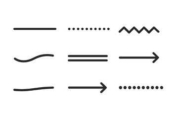 Various line styles and patterns for graphic design applications and visual communication use