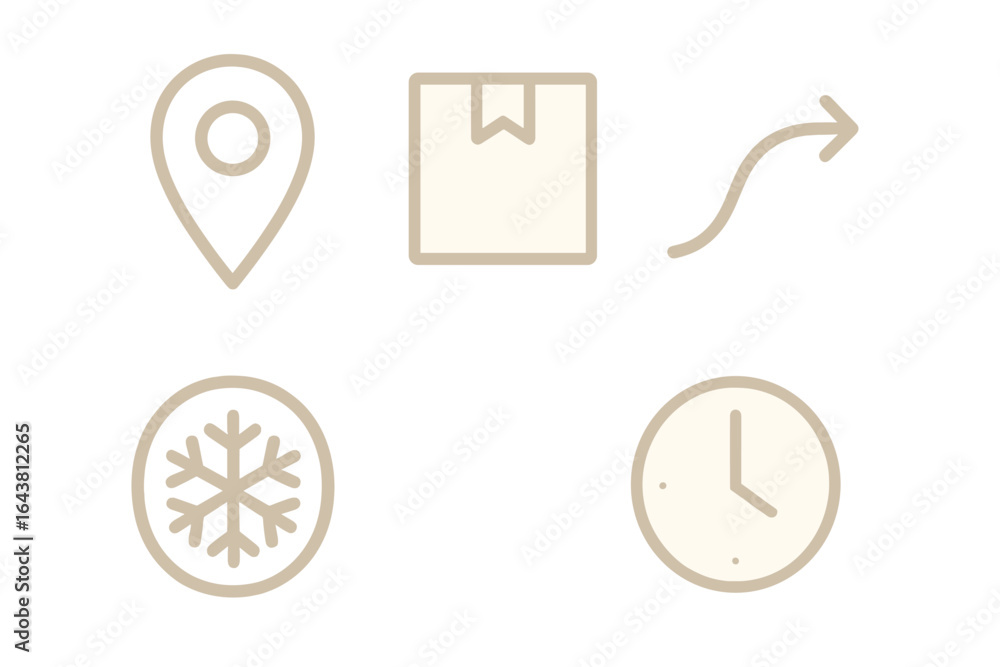 Poster visual representation of logistics concepts related to delivery, time management, and temperature co
