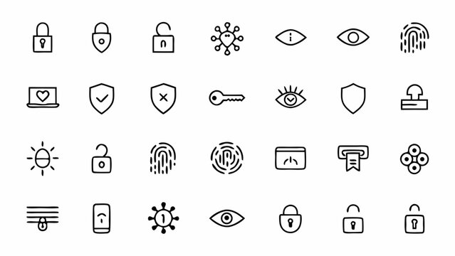 Password Security and Management Line Art