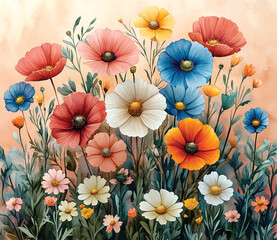 Blooming Garden with Mixed Flowers