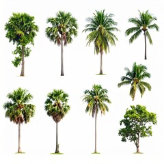 Obraz premium Nine tropical trees against white background