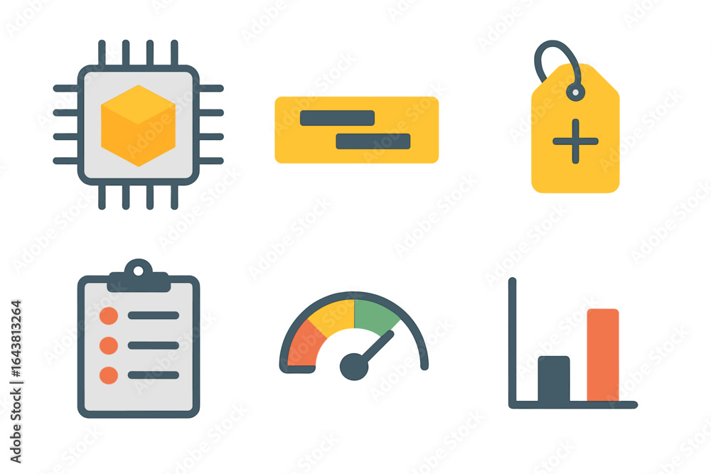 Poster visual representation of digital elements showcasing data management, analytics, and technology tool