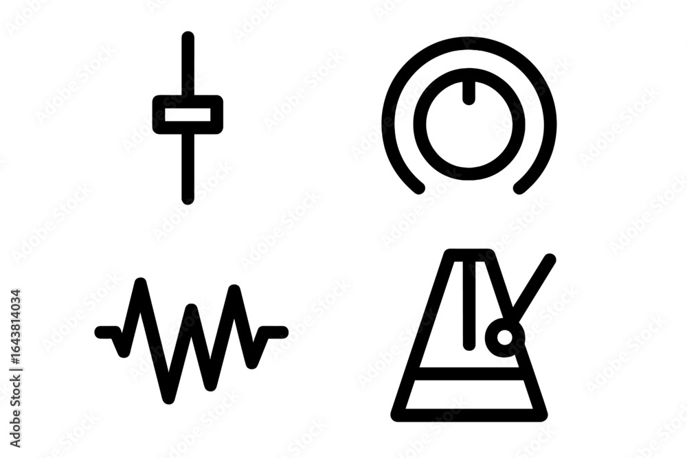 Poster visual elements representing sound control and musical rhythm in an abstract composition