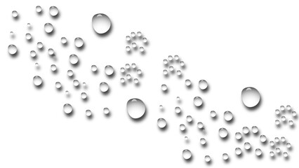 . Abstract water drops, bubbles on transparent background, digital liquid design,water drops on white background