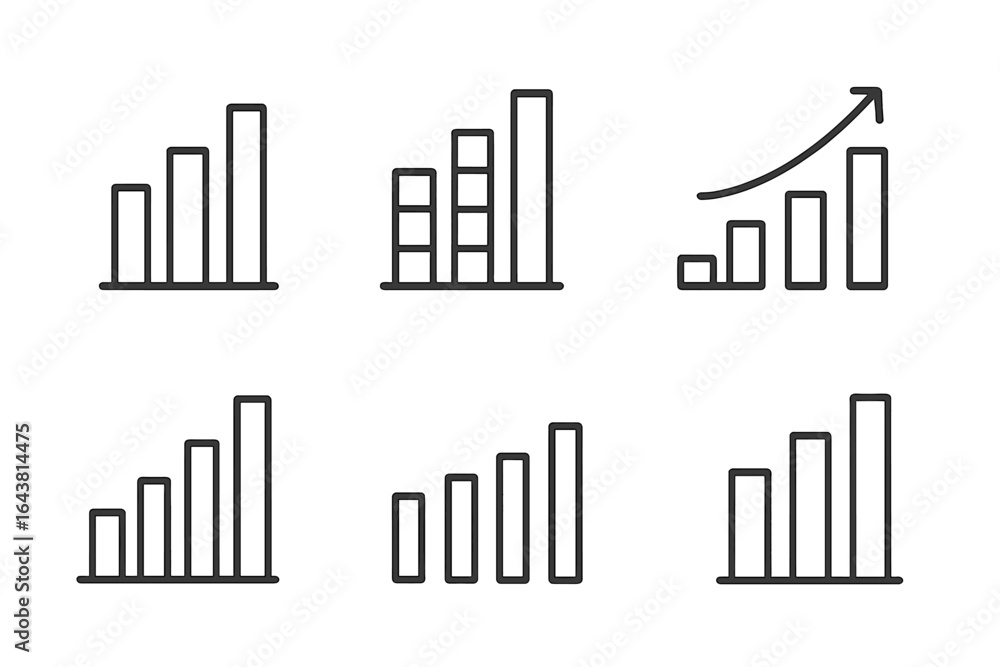 Poster bar graphs illustrating data trends in various formats during a business presentation