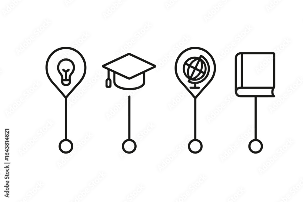 Aufkleber educational symbols representing learning and knowledge in a modern design context