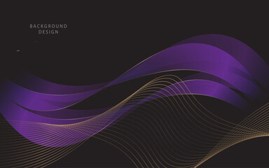 Purple background template wave flowing shape