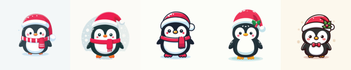 cute penguin vector in Christmas costume