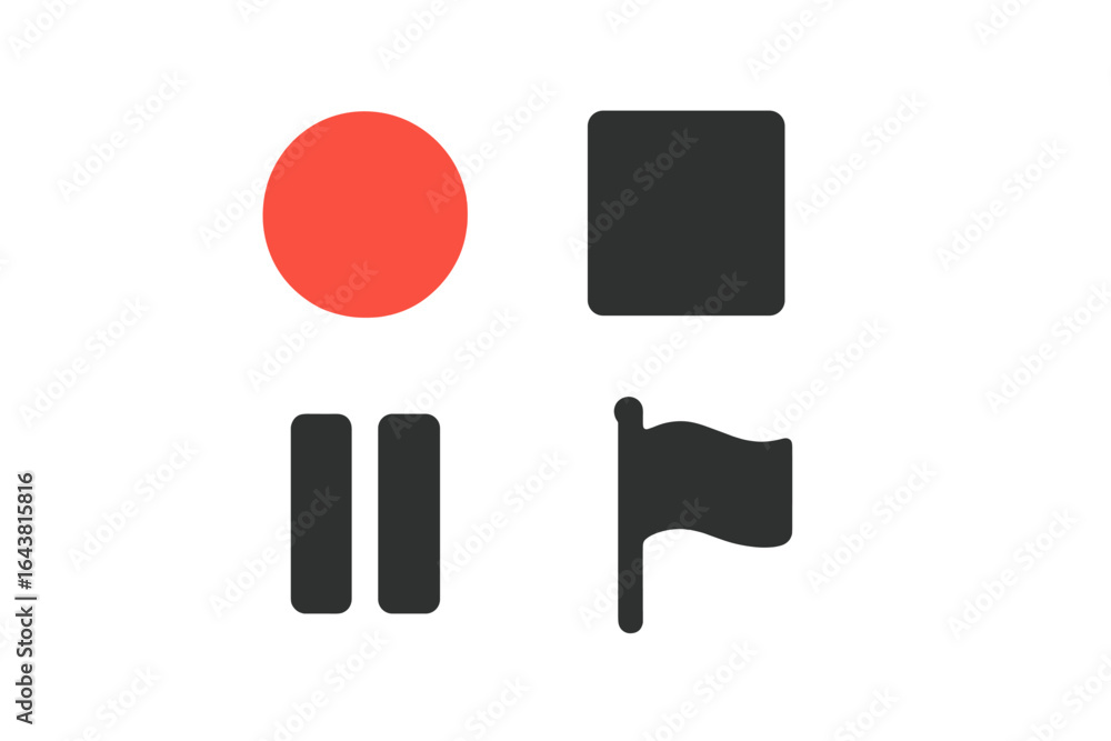 Poster shapes and symbols in bold colors create a minimalistic design ideal for modern art or digital backg