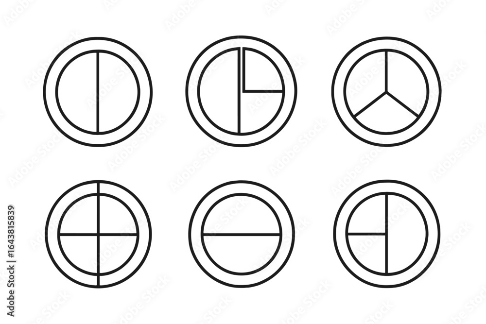 Poster geometric symbols arranged in a grid highlighting various shapes and designs with a minimalist appro