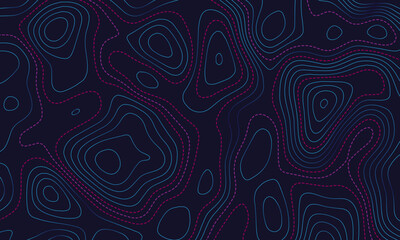Abstract wavy topographic line background. Seamless pattern and banner design. Modern and dynamic feel to topographic mapping vector illustration.
